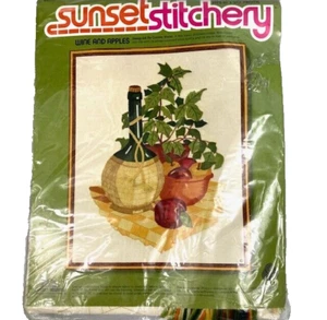 Wine and Apples Vintage Embroidery Kit From Sunset Stitchery original packaging - Picture 1 of 6