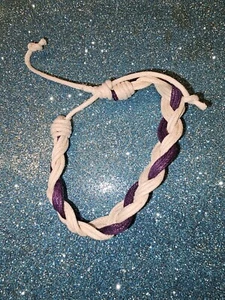 Rastaclat Adjustable Draw String Bracelet White on Purpl Multicolor New  - Picture 1 of 2
