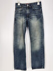 LEVIS 514 SLIM STRAIGHT Mens Blue Denim Jeans Size 27x27 Medium Wash Embroidered