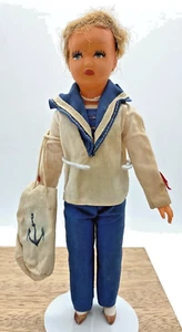 Muñeca marinera de celuloide de colección c.1927-1939 SNF Francia 8,5"T articulada en hombro y cadera - Imagen 1 de 11