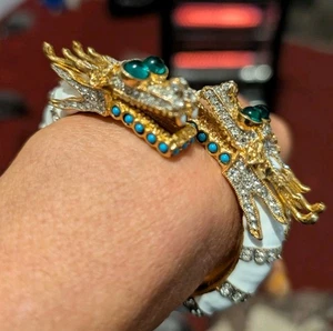Kenneth J Lane double head White & Turquoise Dragon bracelet usa - Picture 1 of 5