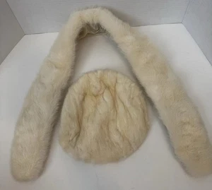 Vtg Mink Fur Women’s Stole Scarf Mink Hat Elegant Glamour 50s Hollywood - Picture 1 of 13
