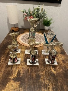 mixed lot of 6 pinewood derby trophy award multi color marble base - Picture 1 of 14