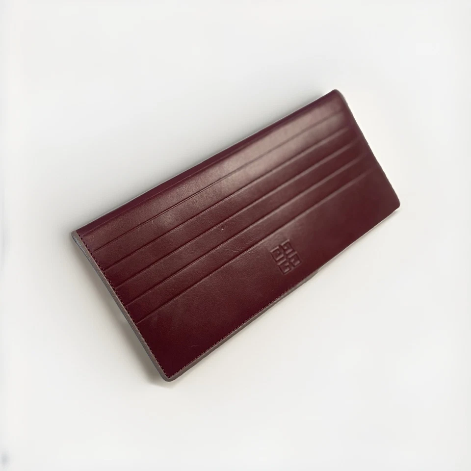 Cartera Continental Givenchy Vintage Cuero Burdeos Larga Borgoña Cierre Solapa Foto 1 de 4