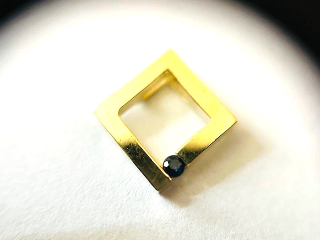 Estate 14K Yellow Gold Sapphire Square Pendant - Image 1 of 4