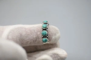 Southwest Sterling Silver Turquoise Band Ring - Sz 10 - 4.1g - Picture 1 of 6