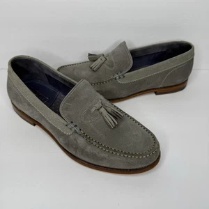 Mocassini uomo Ted Baker Dougge 7 grigio scamosciato pull on nappa scarpe eleganti comode - Foto 1 di 9