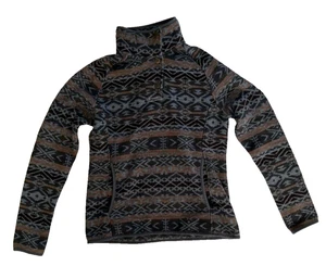 Pullover polar Sherpa Adventure Gear grande para mujer patrón azteca marrón gris - Imagen 1 de 5