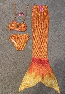 4- piece Children's Mermaid Swimsuit With Tail Children Mermaid Cosplay Swimsuit - Picture 1 of 5