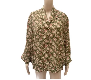 Vintage Damart Floral Long Sleeved Button Down Blouse Size 16 - Picture 1 of 6