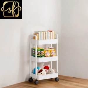 White 3 Layer Mobile Storage Rack Trolley Organizer Household Kitchen Multifunct - Picture 1 of 1
