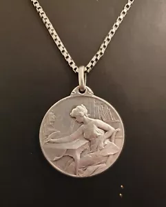 Seltene 10 Cong franz. Münze von 1905 Anhänger + Kette 835 Silber im Jugendstil - Bild 1 von 5