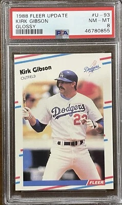 KIRK GIBSON 1988 Fleer Update GLOSSY  #U-93 PSA 8 NM-MT QTY - Image 1 of 2