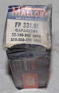 MALLORY # FP331.91, 80-120-200 MFD, 350-350-350 VDC CAPACITOR NEW SURPLUS - Picture 1 of 1