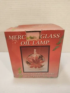 Vintage Mercury Glass Hand Blown Oil Lamp Christmas Poinsettia #20634 with box - Picture 1 of 6