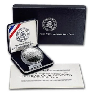 1992 US $1 The White House 200th Anniversary Silver Proof Coin with OGP and COA - Picture 1 of 3