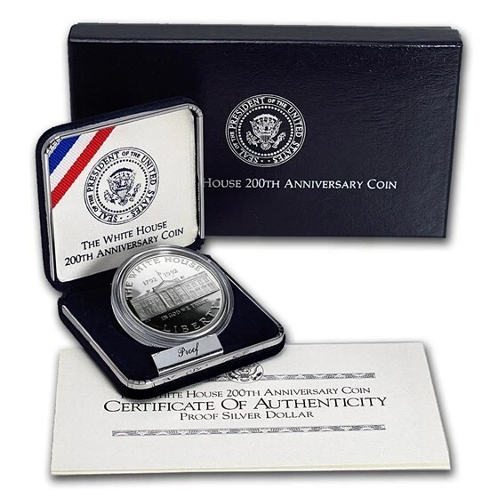 1992 US $1 The White House 200th Anniversary Silver Proof Coin with OGP and COA - Image 1 of 3
