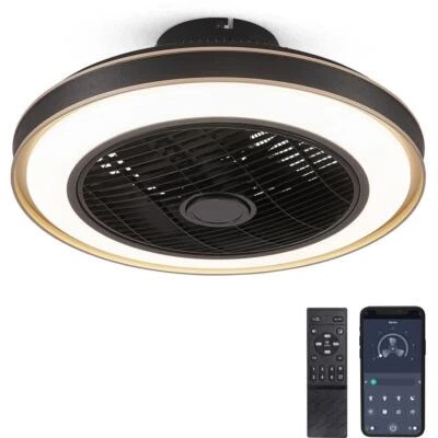 20 in. Indoor Black Modern Low Profile Ceiling Fan with LED, Smart APP Control - Image 1 of 4