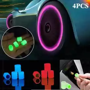 4x Universal Luminous Tyre Valve Cap Car Wheel Hub Glowing Dust-proof Decorative - Picture 1 of 11