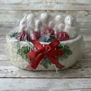 Vintage 8 Pc Soap Basket Set Ceramic Sealed Angel Rose Christmas Dish Gift - Picture 1 of 12