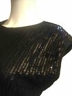 Womens Size 12 M Bodysuit Black Wedding Guest Party BNWT Sequin Short Sleeves