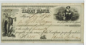 1861 Ilion New York ILION BANK $100 Obsolete Deposit Certificate-Indian Vignette - Picture 1 of 2