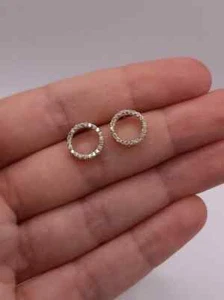 1.50 Ct Round Simulated Diamond Circle Stud Earrings 925 White Sterling Silver - Picture 1 of 9