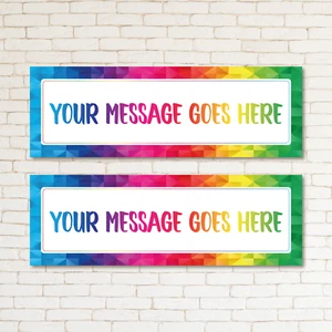 2 Rainbow Celebration Personalised Banner Kids & Adult Event Party Decoration - Picture 1 of 2