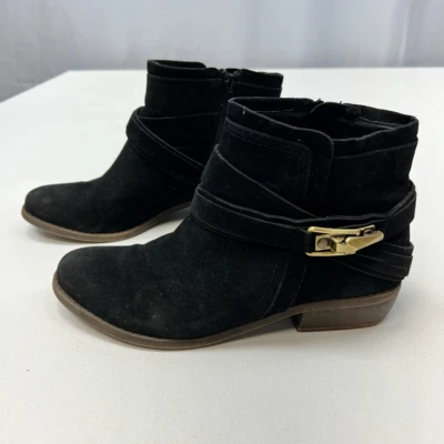 Fergalicious Womens Ankle Boots Booties Black Straps Buckle Low Heel Zip 7 M - Image 1 of 4