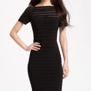 ADRIANNA PAPELL Illusion Sheath Cocktail Dress BLACK SZ 4 #171 NWT - Picture 1 of 2