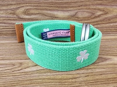 Vineyard Vines Shamrock Belt Womens Medium 28" Green Irish Clover D-ring Ladies  - Image 1 of 4