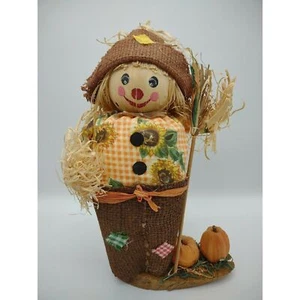 Vtg STRAW SCARECROW w Broom Figurine Halloween Thanksgiving Autumn Fall holiday - Picture 1 of 5