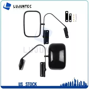 For 1980-96 Ford F-Series Pickup Truck Side View Manual Mirrors Black Pair Set - Picture 1 of 9