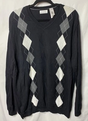 CONCEPTS by CLAIBORNE Long Sleeve V Neck Sweater Mens Size XL Diamond Patterned - Image 1 of 4