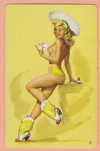 Cowgirl Painting Pin-up, vintage style, Single Swap Playing Card - Excellent! - Picture 1 of 1