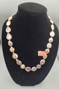 Lila Süßwasser Münze Perle 24 Zoll Endlos Halskette Neu mit Etikett - Bild 1 von 3