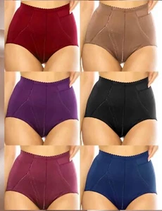 3/6 Satin High Waist Briefs Girdle Panties Tummy Control 2 pocket Travel Plus Sz - Picture 1 of 6