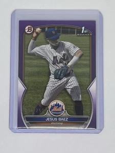 2023 Bowman Jesus Baez #BP-12 1st Paper Purple Parallel Mets - Picture 1 of 2