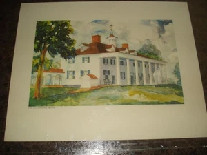 VINTAGE 1937 MOUNT VERNON LADIES ASSOCIATION AQUARELLDRUCK (14" X 11") - Bild 1 von 4