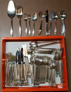 Holmes & Edwards Danish Inlaid Silverplate Flatware 94 pieces - Picture 1 of 15