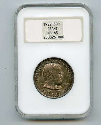 1922 Grant Commemorative Silver Half Dollar 50c NGC MS63 - Old Fatty Holder - Image 1 of 2