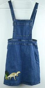 Dangerfield Size 8 dark blue embroidered dinosaur jean denim pinafore overall... - Picture 1 of 12