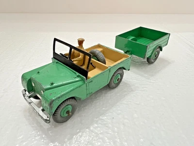 Винтажные игрушки Dinky LAND ROVER Jeep No. 340 и соответствующий ПРИЦЕП NO 341 - зеленый - Изображение 1 из 4