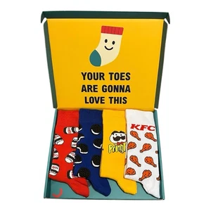 4 Pairs Funny Food Lover Socks Set Gift Box Unisex Novelty Christmas Gifts - Picture 1 of 3
