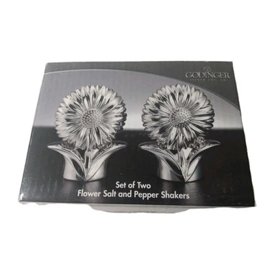 Godinger NICKEL Plated Flower Shaped Salt And Pepper Shaker New IN BOX Shakers - Изображение 1 из 4