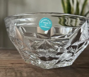 TIFFANY & CO Crystal Round Bowl/Vase Double Star ETCHED SIGNED made In Germany - Picture 1 of 6
