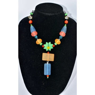 Collar TERESA GOODALL "RUMBA" Grueso Vidrio Caprichoso Resina Lucite 18' Foto 1 de 4