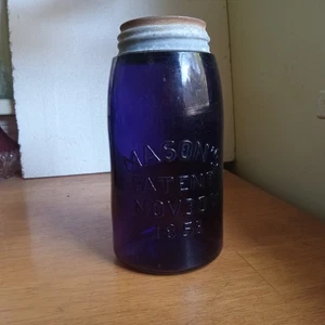 MASON'S PATENT NOV.30TH 1858 PURPLE IRRADIATED QUART FRUIT JAR 1880s ORIGINAL - Picture 1 of 9
