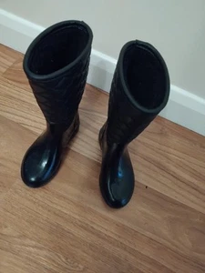 Girls Black Wellington Boots UK Size 9 - Picture 1 of 4