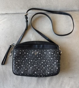 Michael Kors Jet Set Bolso Bandolera Grande de Cuero Cartera, Negro con Estrellas - Imagen 1 de 3